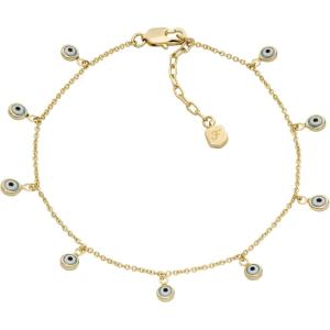 Fossil Women’s Heritage D-Link Brass Chain Anklet(Gold Evil Eye)