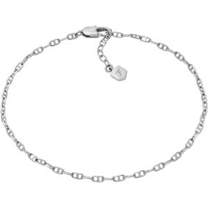 Fossil Women’s Heritage D-Link Brass Chain Anklet(Silver)