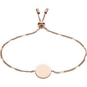 Fossil Women’s Plated Stainless Steel Engravable Personalized Gift Bracelet for Women(Rose Gold Disc)