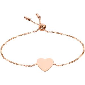 Fossil Women’s Plated Stainless Steel Engravable Personalized Gift Bracelet for Women(Rose Gold Heart)