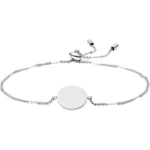 Fossil Women’s Plated Stainless Steel Engravable Personalized Gift Bracelet for Women(Silver Disc)