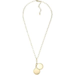 Fossil Women’s Plated Stainless Steel Engravable Personalized Gift Pendant Chain Necklace for Women(Gold Drew Double Pendant)