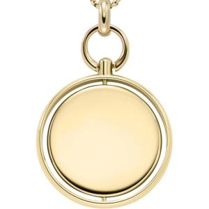 Fossil Women’s Plated Stainless Steel Engravable Personalized Gift Pendant Chain Necklace for Women(Gold Heritage Legacy Charm)