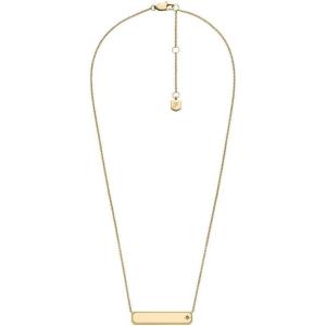 Fossil Women’s Plated Stainless Steel Engravable Personalized Gift Pendant Chain Necklace for Women(Gold Sadie ID Bar)