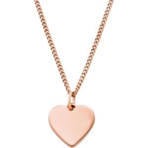 Fossil Women’s Plated Stainless Steel Engravable Personalized Gift Pendant Chain Necklace for Women(Rose Gold Heart)