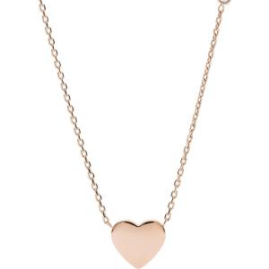 Fossil Women’s Plated Stainless Steel Engravable Personalized Gift Pendant Chain Necklace for Women(Rose Gold Small Heart)