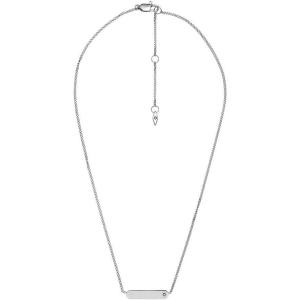 Fossil Women’s Plated Stainless Steel Engravable Personalized Gift Pendant Chain Necklace for Women(Silver)