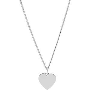 Fossil Women’s Plated Stainless Steel Engravable Personalized Gift Pendant Chain Necklace for Women(Silver Heart)