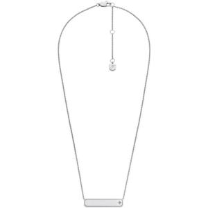 Fossil Women’s Plated Stainless Steel Engravable Personalized Gift Pendant Chain Necklace for Women(Silver Sadie ID Bar)