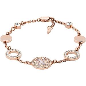 Fossil Women’s Rose Gold-Tone Stainless Steel Chain or Beaded Bracelet for Women(Rose Gold Pink Mother of Pearl)