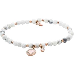Fossil Women’s Rose Gold-Tone Stainless Steel Chain or Beaded Bracelet for Women(Rose Gold White Bead)