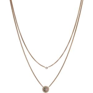 Fossil Women’s Rose Gold-Tone Stainless Steel Pendant Chain Necklace for Women(Rose Gold Gray Mother of Pearl)