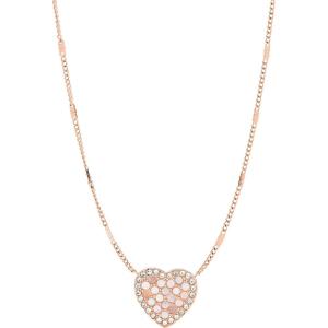 Fossil Women’s Rose Gold-Tone Stainless Steel Pendant Chain Necklace for Women(Rose Gold Mosaic Heart)