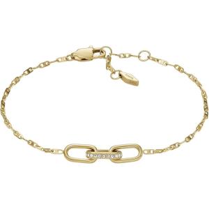 Fossil Women’s Stainless Steel Chain Bracelet(Gold Heritage D-Link Glitz Chain)