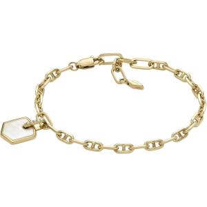Fossil Women’s Stainless Steel Chain Bracelet(Gold Heritage D-Link MOP Crest)
