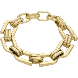 Fossil Women’s Stainless Steel Chain Bracelet(Gold Heritage Double D-Link Chain)
