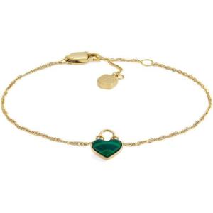 Fossil Women’s Stainless Steel Chain Bracelet(Gold/Green Heart)