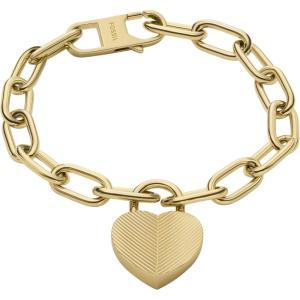 Fossil Women’s Stainless Steel Chain Bracelet(Harlow Gold Heart Chain)