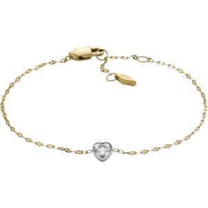 Fossil Women’s Stainless Steel Chain Bracelet(Sadie Two-Tone Station Heart)