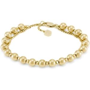 Fossil Women’s Stainless Steel Gold-Tone Beaded Bracelet(Gold Beaded)