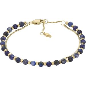 Fossil Women’s Stainless Steel Gold-Tone Beaded Bracelet(Gold Lapis Bead)