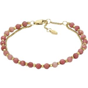 Fossil Women’s Stainless Steel Gold-Tone Beaded Bracelet(Gold/Pink Rhodochrosite)