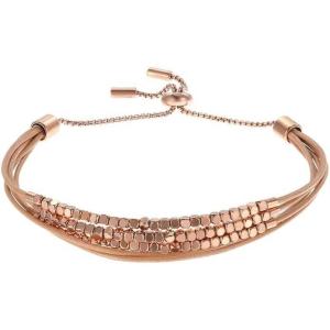 Fossil Women’s Stainless Steel and Genuine Leather Bracelet for Women(Rose Gold Beaded)