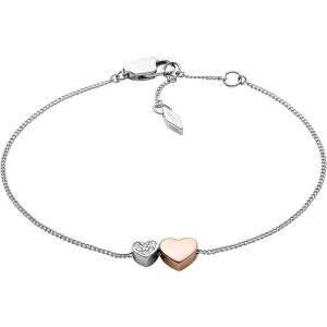 Fossil Women’s Sterling Silver or Silver-Tone Stainless Steel Chain Bracelet for Women(Silver Rose Gold Heart)