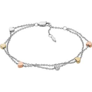 Fossil Women’s Sterling Silver or Silver-Tone Stainless Steel Chain Bracelet for Women(Silver Tri-Tone Heart)