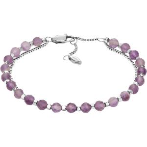 Fossil Women’s Sterling Silver or Silver-Tone Stainless Steel Chain Bracelet for Women(Silver-Tone/Amethyst)
