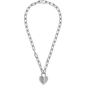 Fossil Women’s Sterling Silver or Silver-Tone Stainless Steel Pendant Chain Necklace for Women(Harlow Silver-Tone Heart Chain)