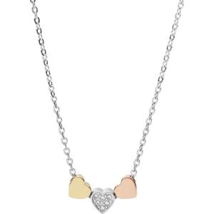 Fossil Women’s Sterling Silver or Silver-Tone Stainless Steel Pendant Chain Necklace for Women(Silver Tri-Tone Heart)