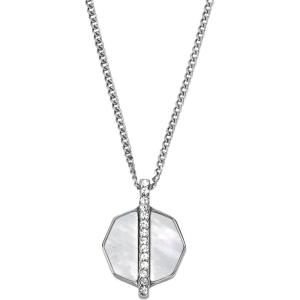 Fossil Women’s Sterling Silver or Silver-Tone Stainless Steel Pendant Chain Necklace for Women(Silver/MOP Chain)