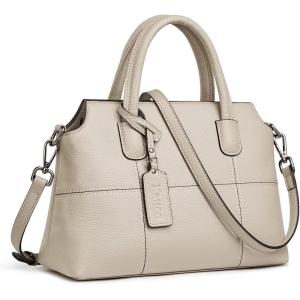 Kattee Genuine Leather Handbags for Women, Soft Hobo Satchel Shoulder Crossbody Bags Ladies Purses(Beige)