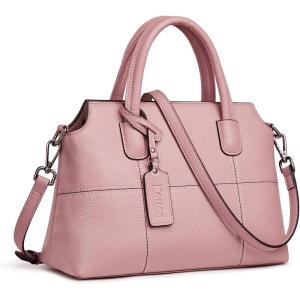 Kattee Genuine Leather Handbags for Women, Soft Hobo Satchel Shoulder Crossbody Bags Ladies Purses(Pink)