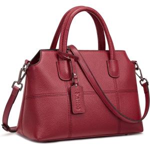 Kattee Genuine Leather Handbags for Women, Soft Hobo Satchel Shoulder Crossbody Bags Ladies Purses(Red)