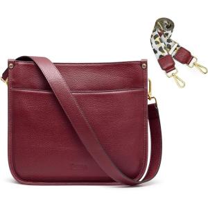 Kattee Leather Crossbody Bags for Women, Fashion Shoulder Purse, Hobo Handbags with Adjustable Strap(Wine Red)