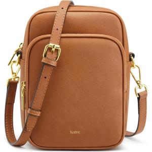 Kattee Leather Crossbody Bags for Women, Small Genuine Leather Purses and Handbags, Shoulder Cross Body Bag for Woman(Caramel)