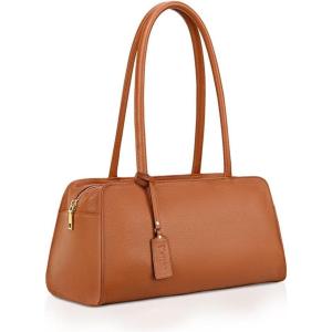 Kattee Leather Purses and Handbags for Women Medium Top-handle Tote Bag Satchel Shoulder Bags(Brown)