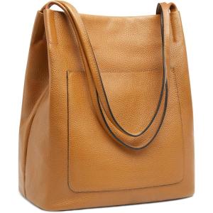 Kattee Leather Shoulder Tote Bags for Women, Soft Purses and Handbags with Top Magnetic Snap Closure(Brown)