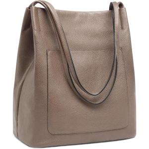 Kattee Leather Shoulder Tote Bags for Women, Soft Purses and Handbags with Top Magnetic Snap Closure(Khaki)