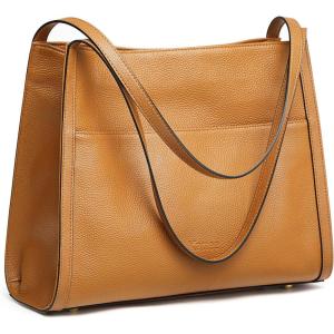 Kattee Leather Tote Bags for Women, Soft Leather Shoulder Purses and Handbags(Brown)