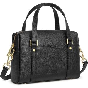 Kattee Small Leather Purses and Handbags for Women, Soft Crossbody Bag Trendy Top Handle Shoulder Bag(Black)