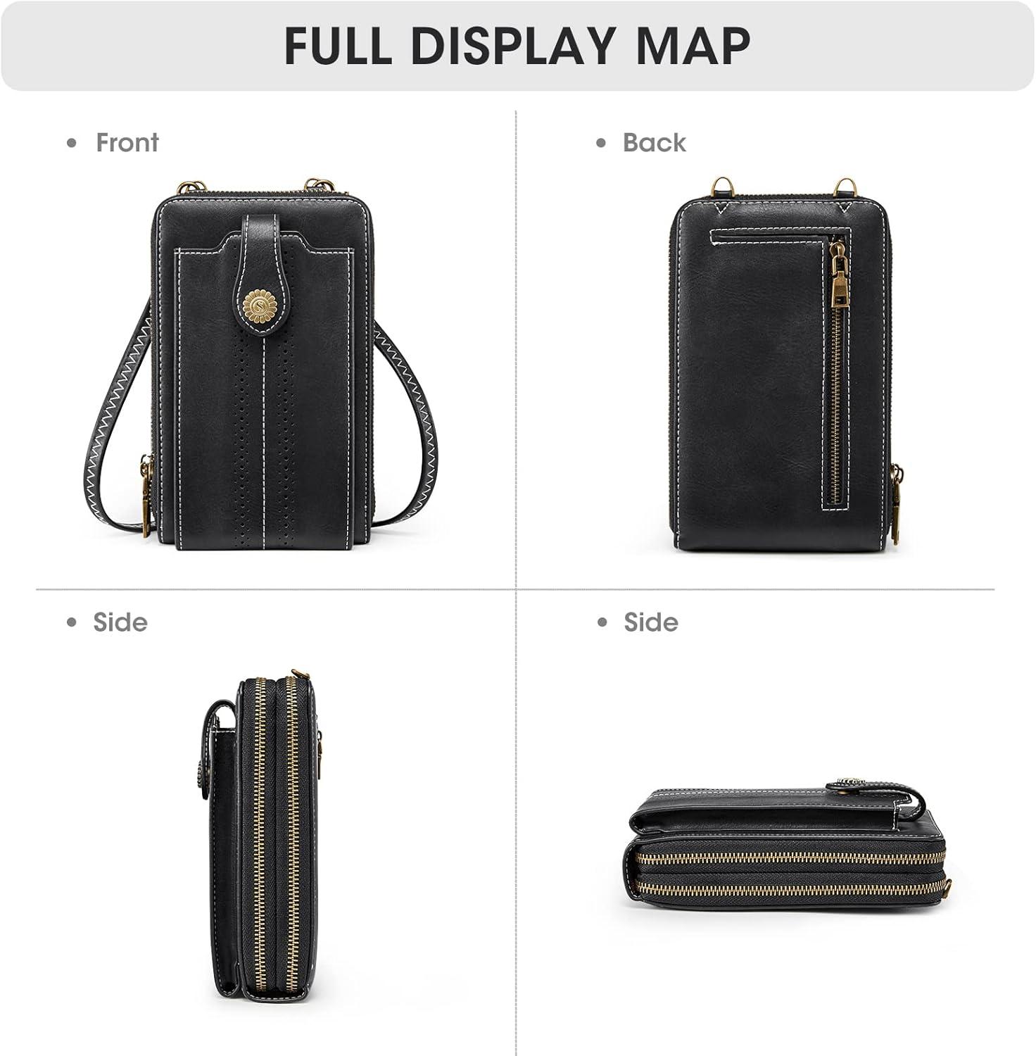 imageKattee Phone Purse for Women Small Crossbody Bags for Women Vegan Leather Wristlet Wallets Phone Bag with RFID Blocking