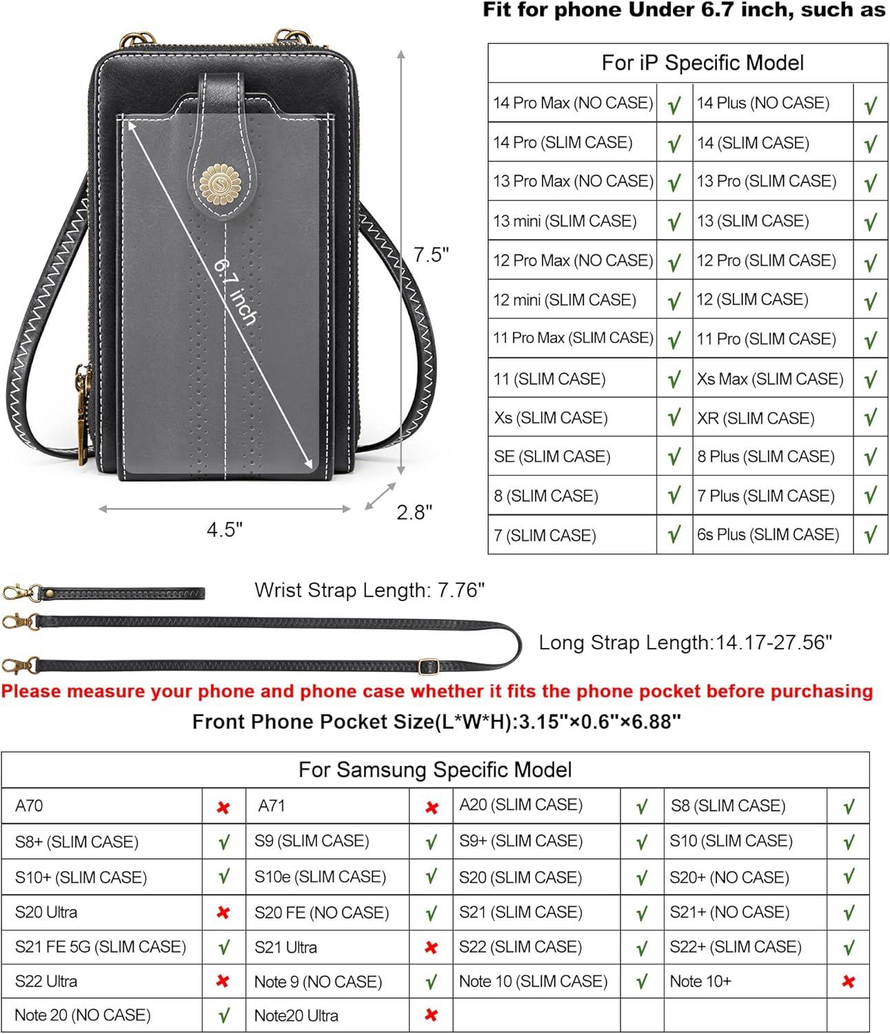 imageKattee Phone Purse for Women Small Crossbody Bags for Women Vegan Leather Wristlet Wallets Phone Bag with RFID Blocking