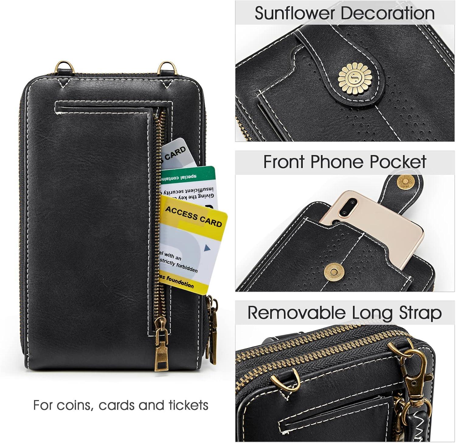 imageKattee Phone Purse for Women Small Crossbody Bags for Women Vegan Leather Wristlet Wallets Phone Bag with RFID Blocking
