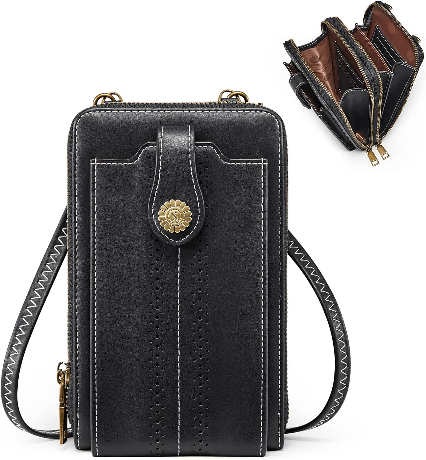imageKattee Phone Purse for Women Small Crossbody Bags for Women Vegan Leather Wristlet Wallets Phone Bag with RFID Blocking