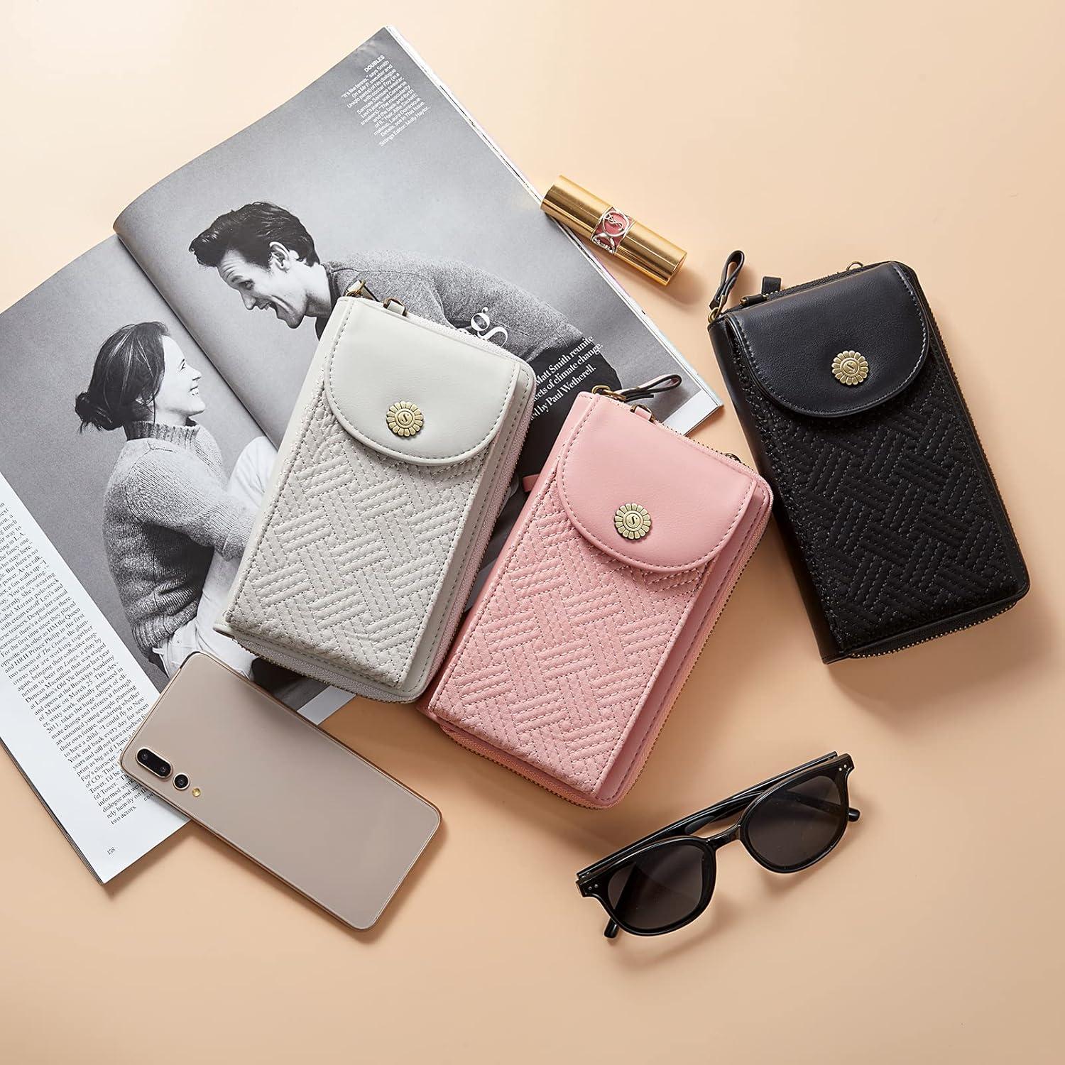 imageKattee Small Phone Purse for Women Cell Phone Crossbody Bag Vegan Leather Wallet Purses Handbags with RFID Blocking