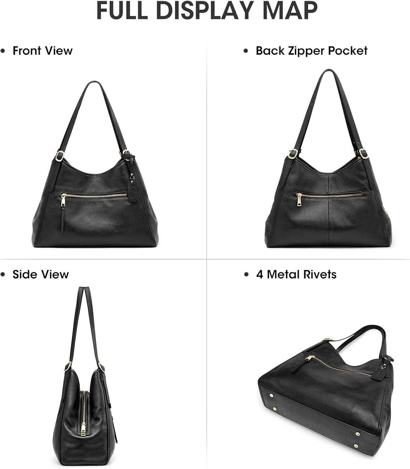 imageKattee Women Genuine Leather Totes Shoulder Bag Satchel Purses and Handbags 2Pcs Set