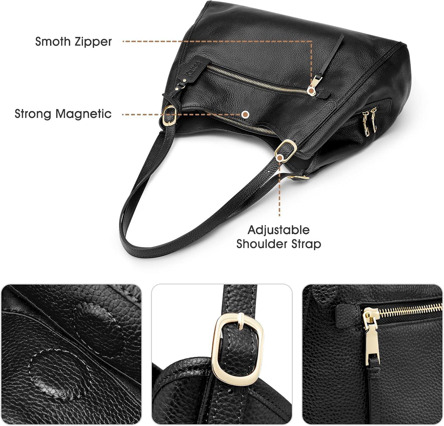 imageKattee Women Genuine Leather Totes Shoulder Bag Satchel Purses and Handbags 2Pcs Set
